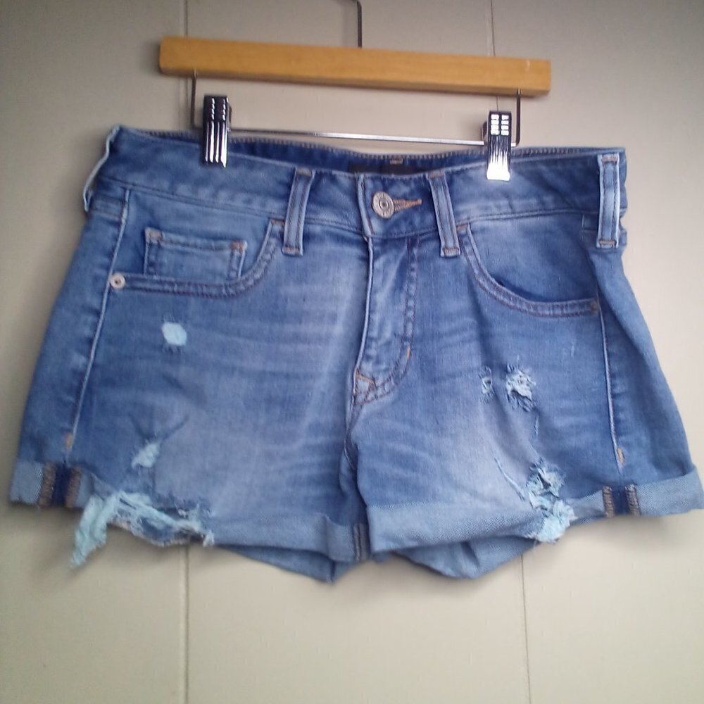 Express Jeans Denim Shorts 0 Cut Offs Distressed Blue